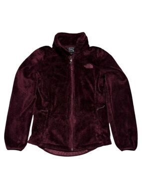 The North Face Burgundy Faux Fur FLEECE Outdoor Fall Spring Jacket Womens XS